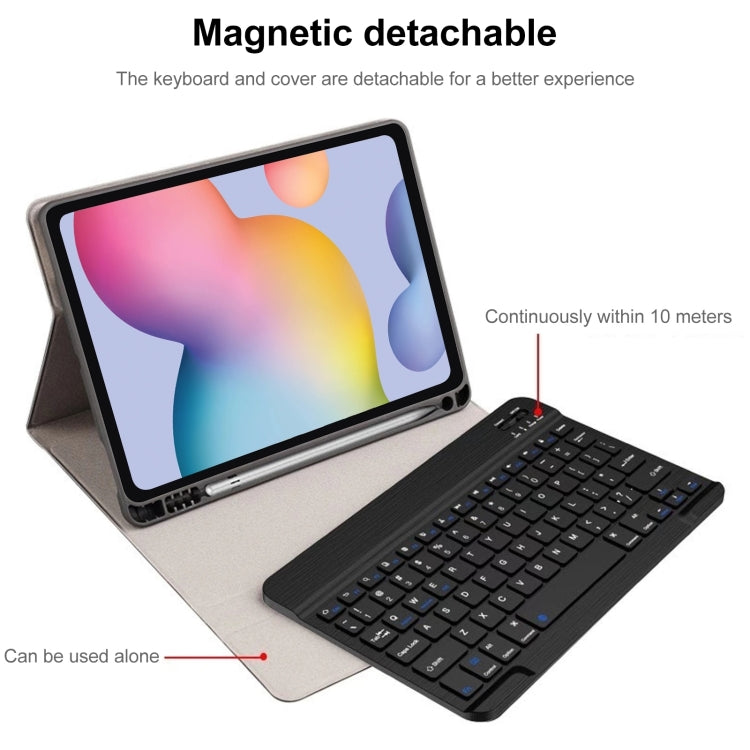 For Samsung Galaxy Tab S9 FE+ Square Cap Bluetooth Keyboard Leather Case with Pen Slot(Pink) - Samsung Keyboard by PMC TechLife | Online Shopping South Africa | PMC TechLife