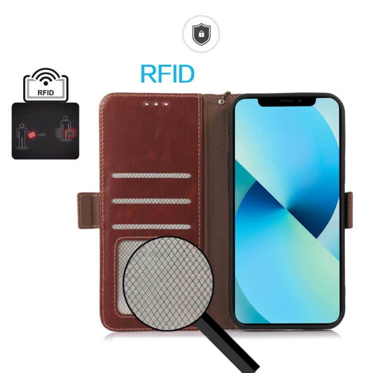For Xiaomi 14 Magnetic Crazy Horse Texture Genuine Leather RFID Phone Case(Brown) - free shipping - PMC TechLife - Order now!