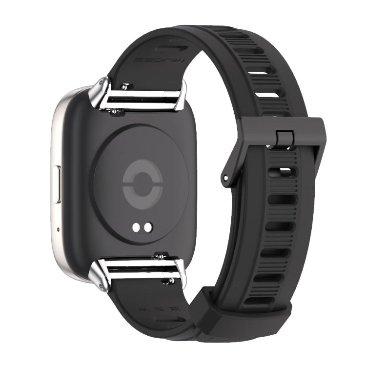 For Redmi Watch 3 Lite / Watch 3 Active Mijobs Flat Hole Breathable TPU Watch Band(Black+Silver) - Watch Bands by MIJOBS | Online Shopping South Africa | PMC Jewellery