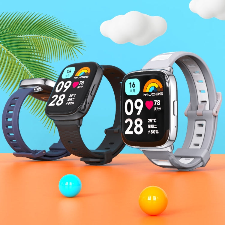 For Redmi Watch 3 Lite / Watch 3 Active Mijobs Square Hole Breathable TPU Watch Band(Black Red) - Watch Bands by MIJOBS | Online Shopping South Africa | PMC TechLife | Buy Now Pay Later Mobicred