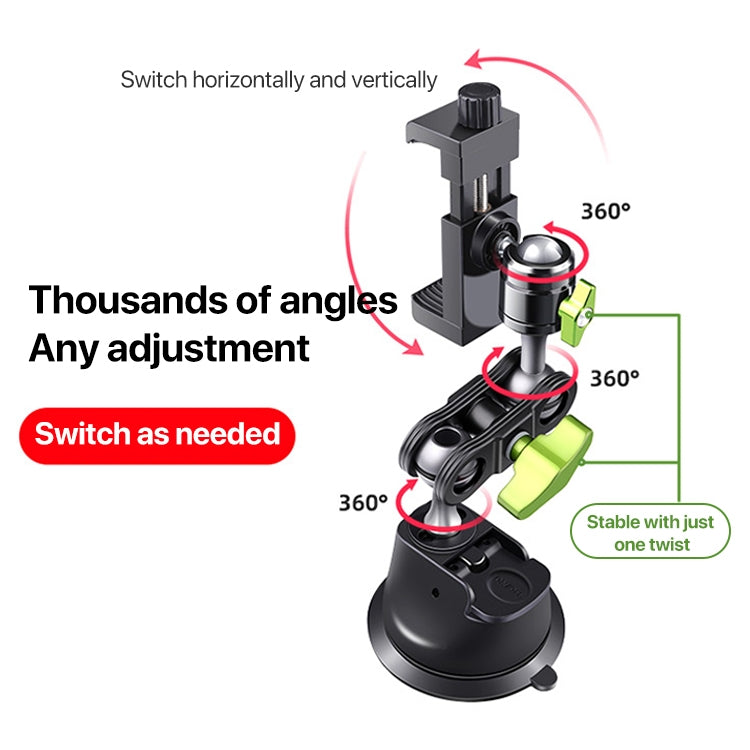 Single Suction Cup Pea Clamp Arm Holder 33cm with Elastic Phone Clamp - Car Holders by PMC TechLife | Online Shopping South Africa | PMC TechLife | Buy Now Pay Later Mobicred