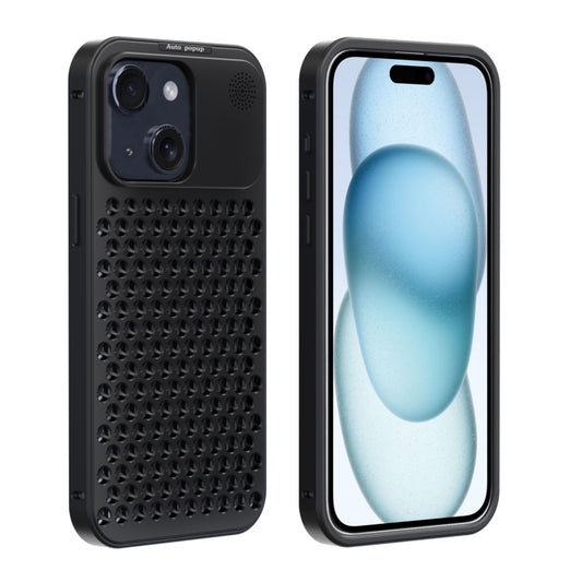 For iPhone 15 Plus R-JUST RJ58 Aromatherapy Metal Cooling Phone Case(Black) - iPhone 15 Plus Cases by R-JUST | Online Shopping South Africa | PMC Jewellery | Buy Now Pay Later Mobicred