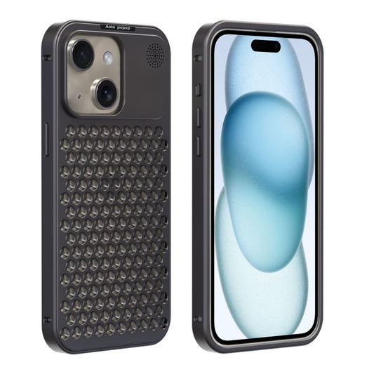 For iPhone 15 Plus R-JUST RJ58 Aromatherapy Metal Cooling Phone Case(Grey) - iPhone 15 Plus Cases by R-JUST | Online Shopping South Africa | PMC Jewellery | Buy Now Pay Later Mobicred