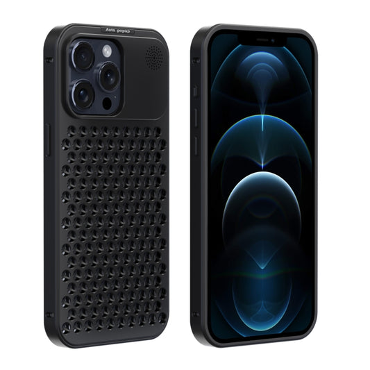 For iPhone 12 Pro Max R-JUST RJ58 Aromatherapy Metal Cooling Phone Case(Black) - iPhone 12 Pro Max Cases by R-JUST | Online Shopping South Africa | PMC Jewellery