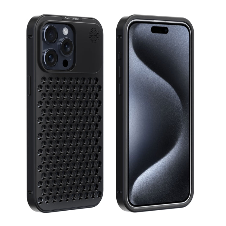 For iPhone 15 Pro R-JUST RJ58 Aromatherapy Metal Cooling Phone Case(Black) - iPhone 15 Pro Cases by R-JUST | Online Shopping South Africa | PMC Jewellery