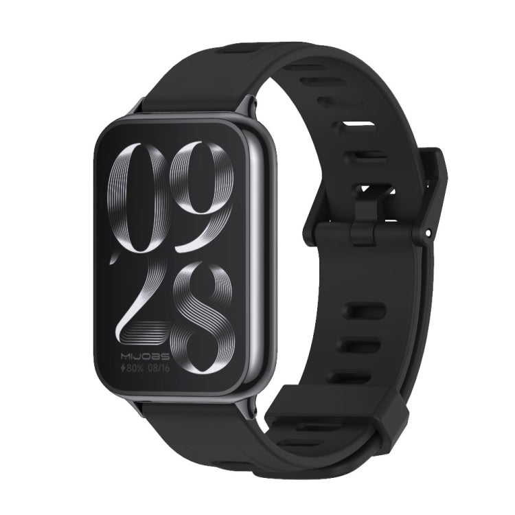For Xiaomi Mi Band 8 Pro Mijobs Flat Hole Breathable Silicone Watch Band(Black) - Watch Bands by MIJOBS | Online Shopping South Africa | PMC TechLife | Buy Now Pay Later Mobicred