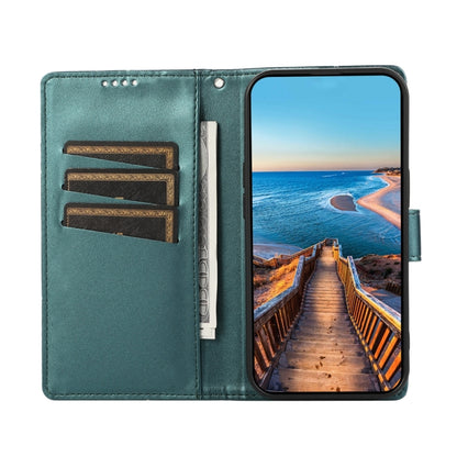 For Google Pixel 9 PU Genuine Leather Texture Embossed Line Phone Case(Green) - Google Cases by PMC Jewellery | Online Shopping South Africa | PMC Jewellery | Buy Now Pay Later Mobicred