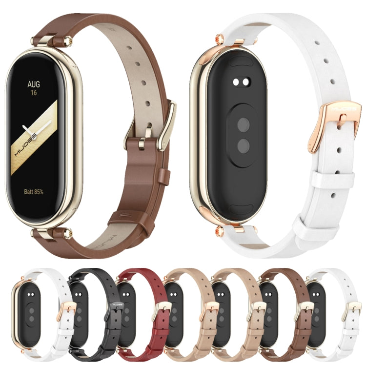 For Xiaomi Smart Band 10 / 9 / 8 Mijobs First Layer Cowhide Watch Band(White Rose Gold) - free shipping - PMC TechLife - Order now!