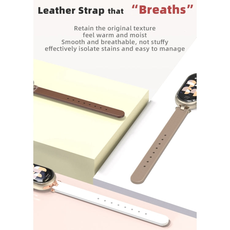 For Xiaomi Mi Band 8 / 9 / 9 NFC Mijobs First Layer Cowhide Watch Band(Red Light Gold) - Watch Bands by MIJOBS | Online Shopping South Africa | PMC TechLife | Buy Now Pay Later Mobicred