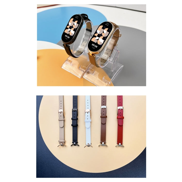 For Xiaomi Smart Band 10 / 9 / 8 Mijobs First Layer Cowhide Watch Band(White Light Gold) - free shipping - PMC TechLife - Order now!