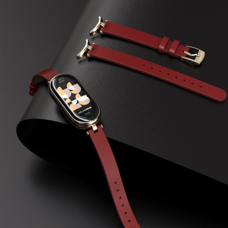 For Xiaomi Mi Band 8 / 9 / 9 NFC Mijobs First Layer Cowhide Watch Band(Brown Light Gold) - Watch Bands by MIJOBS | Online Shopping South Africa | PMC TechLife | Buy Now Pay Later Mobicred