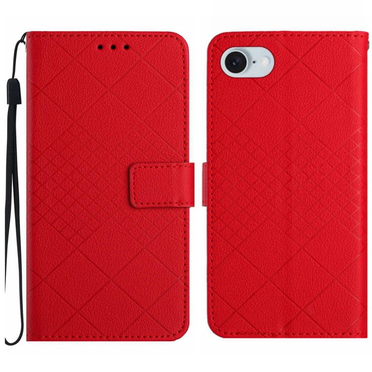 For iPhone SE 2024 Rhombic Grid Texture Leather Phone Case(Red) - More iPhone Cases by PMC Jewellery | Online Shopping South Africa | PMC Jewellery | Buy Now Pay Later Mobicred