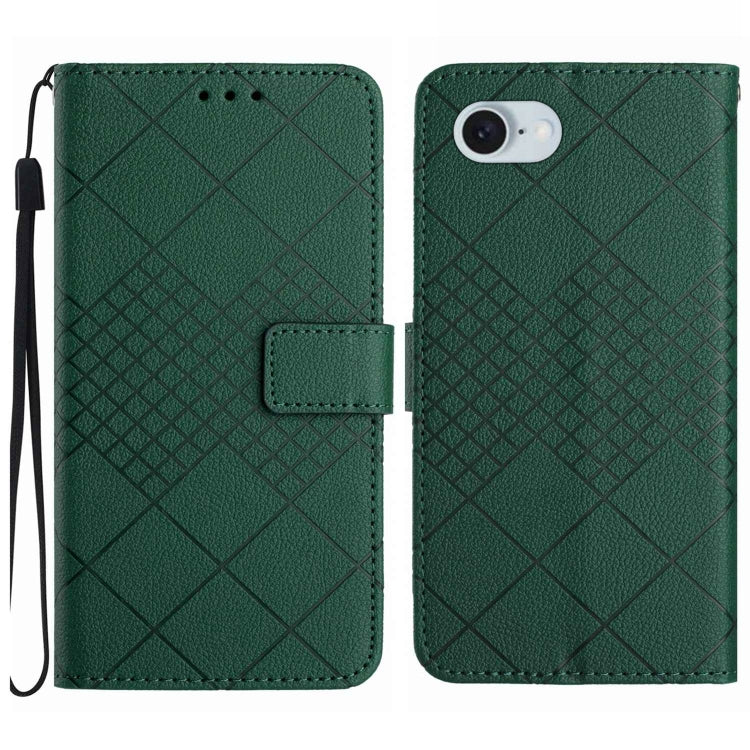 For iPhone SE 2024 Rhombic Grid Texture Leather Phone Case(Green) - More iPhone Cases by PMC Jewellery | Online Shopping South Africa | PMC Jewellery | Buy Now Pay Later Mobicred