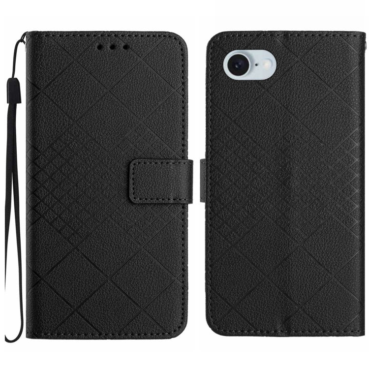 For iPhone SE 2024 Rhombic Grid Texture Leather Phone Case(Black) - More iPhone Cases by PMC Jewellery | Online Shopping South Africa | PMC Jewellery | Buy Now Pay Later Mobicred