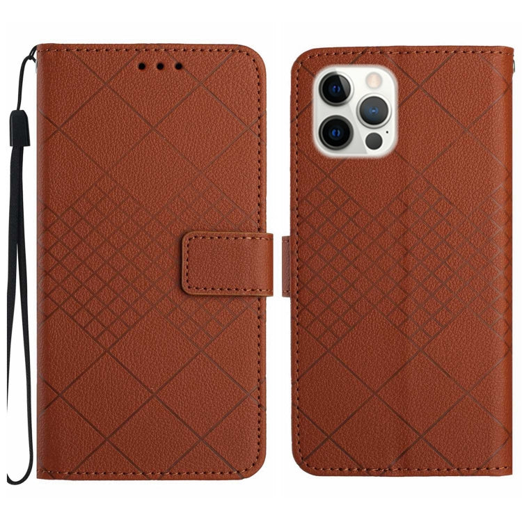 For iPhone 16 Pro Rhombic Grid Texture Leather Phone Case(Brown) - free shipping - PMC TechLife - Order now!