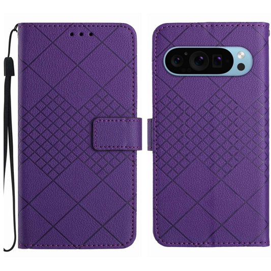 For Google Pixel 9 Pro Rhombic Grid Texture Leather Phone Case(Purple) - Google Cases by PMC Jewellery | Online Shopping South Africa | PMC Jewellery | Buy Now Pay Later Mobicred