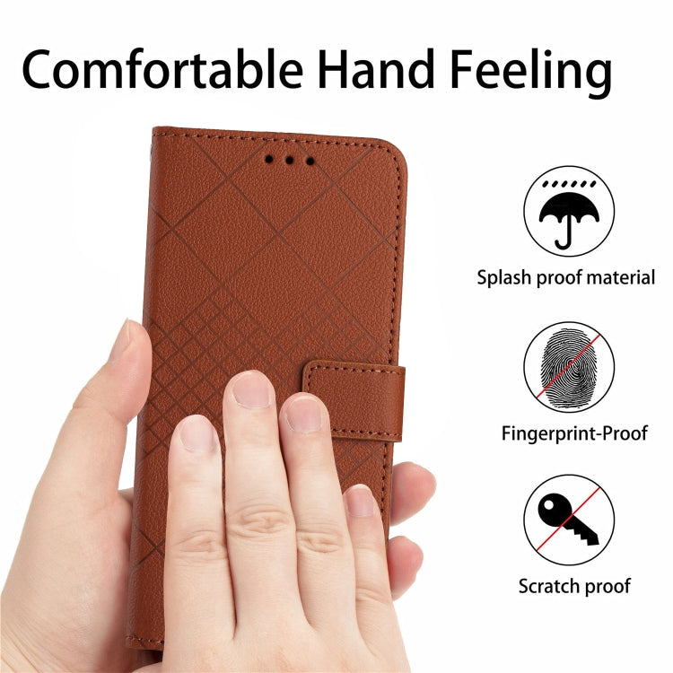 For Google Pixel 9 Rhombic Grid Texture Leather Phone Case(Brown) - Google Cases by PMC TechLife | Online Shopping South Africa | PMC TechLife | Buy Now Pay Later Mobicred