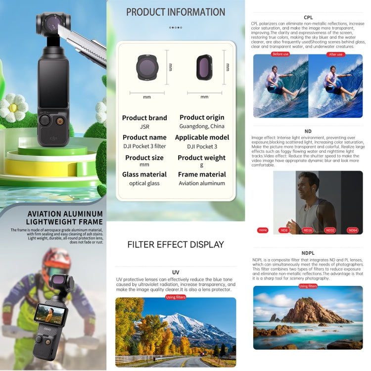 For DJI OSMO Pocket 3 JSR CB Series Camera Lens Filter, Filter:MCUV - Lens Accessories by JSR | Online Shopping South Africa | PMC TechLife | Buy Now Pay Later Mobicred