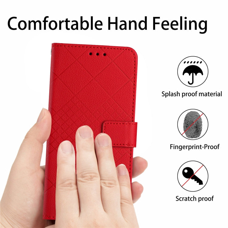 For Motorola Moto G Play 5G 2024 Rhombic Grid Texture Leather Phone Case(Red) - Motorola Cases by PMC Jewellery | Online Shopping South Africa | PMC Jewellery | Buy Now Pay Later Mobicred