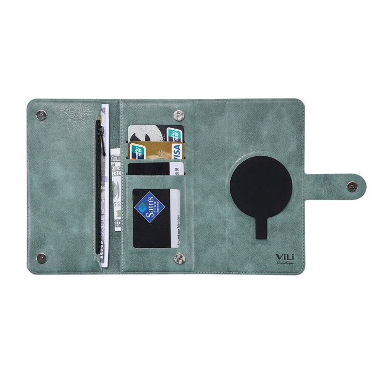 For iPhone 13 Pro Max ViLi GV Series MagSafe Magnetic Zipper Leather Phone Case(Green) - free shipping - PMC Jewellery - Order now!