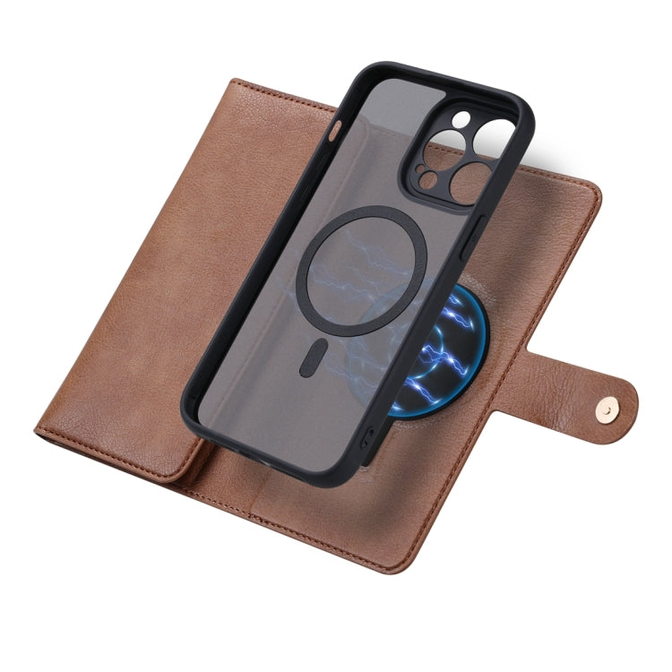 For iPhone 14 Pro ViLi GV Series MagSafe Magnetic Zipper Leather Phone Case(Brown) - free shipping - PMC Jewellery - Order now!