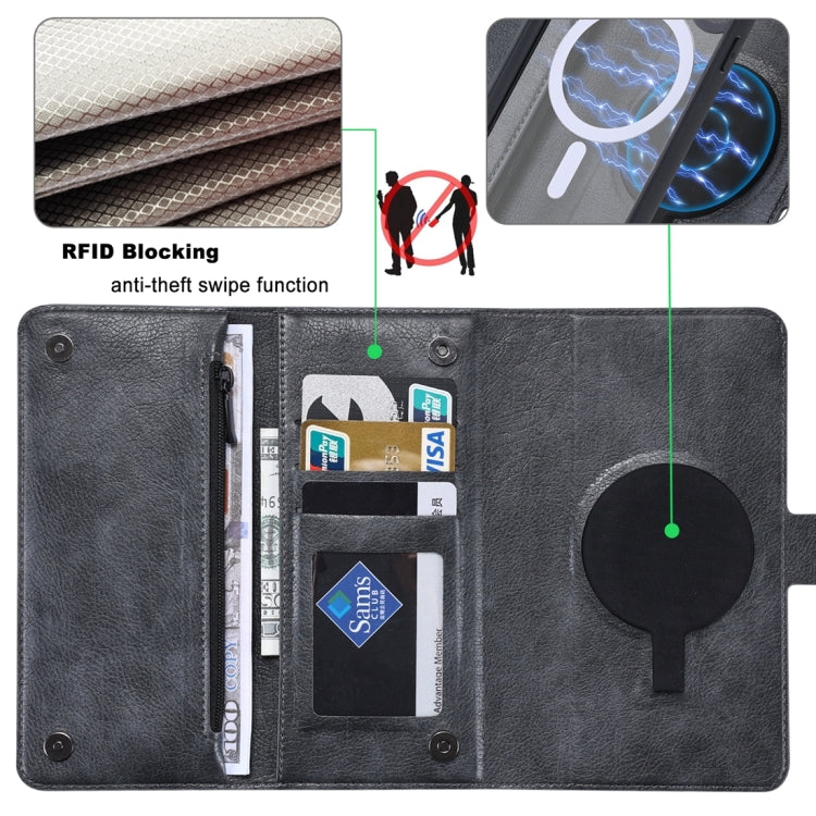 For iPhone 14 Plus ViLi GV Series MagSafe Magnetic Zipper Leather Phone Case(Black) - free shipping - PMC Jewellery - Order now!