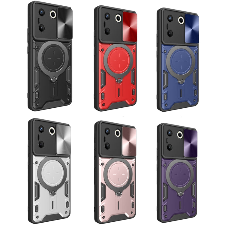 For Tecno Camon 20 Pro 5G CD Texture Sliding Camshield Magnetic Holder Phone Case(Red) - Tecno Cases by PMC TechLife | Online Shopping South Africa | PMC TechLife | Buy Now Pay Later Mobicred