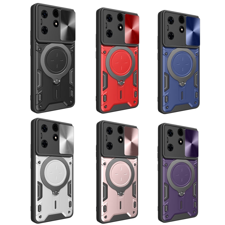 For Tecno Spark 10 Pro 4G CD Texture Sliding Camshield Magnetic Holder Phone Case(Blue) - Tecno Cases by PMC TechLife | Online Shopping South Africa | PMC TechLife | Buy Now Pay Later Mobicred