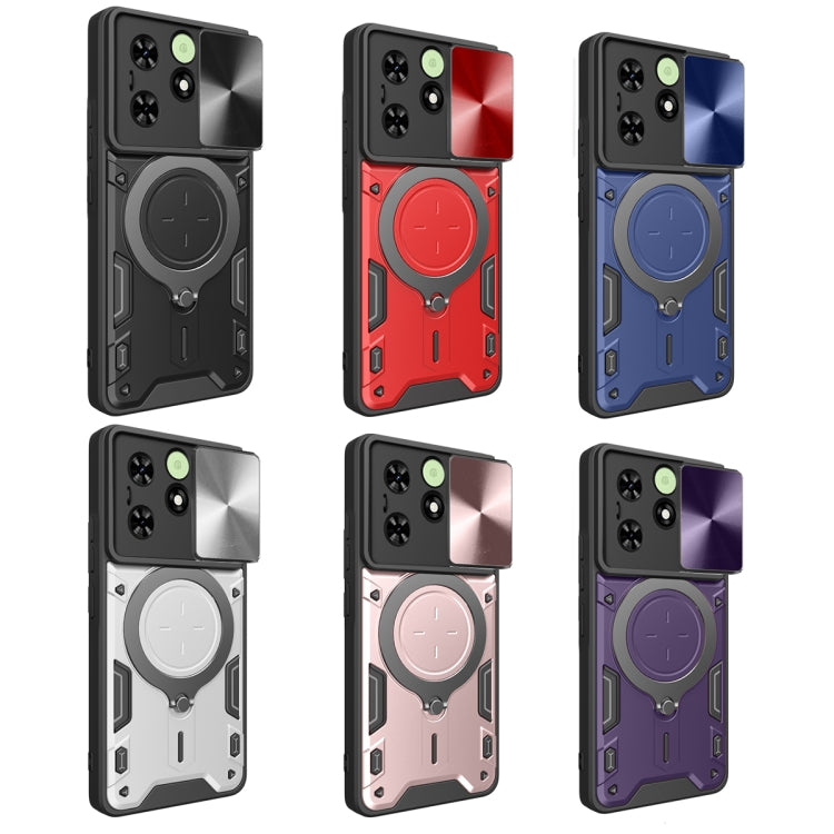 For Tecno Spark Go 2024/Spark 20 CD Texture Sliding Camshield Magnetic Holder Phone Case(Pink) - Tecno Cases by PMC TechLife | Online Shopping South Africa | PMC TechLife | Buy Now Pay Later Mobicred
