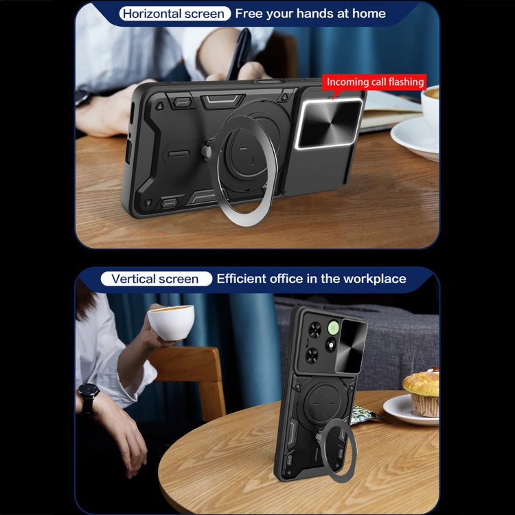 For Tecno Spark Go 2024/Spark 20 CD Texture Sliding Camshield Magnetic Holder Phone Case(Blue) - Tecno Cases by PMC TechLife | Online Shopping South Africa | PMC TechLife | Buy Now Pay Later Mobicred