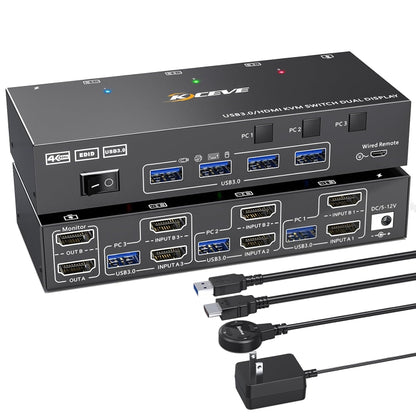 KC-KVM302AS 4K 60Hz USB3.0 / HDMI Dual Monitors KVM Switch - Switch by PMC Jewellery | Online Shopping South Africa | PMC Jewellery