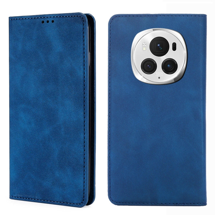 For Honor Magic6 Pro Skin Feel Magnetic Leather Phone Case(Blue) - Honor Cases by PMC Jewellery | Online Shopping South Africa | PMC Jewellery | Buy Now Pay Later Mobicred