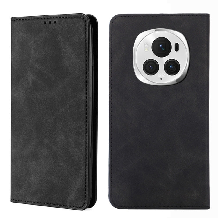 For Honor Magic6 Pro Skin Feel Magnetic Leather Phone Case(Black) - Honor Cases by PMC Jewellery | Online Shopping South Africa | PMC Jewellery | Buy Now Pay Later Mobicred