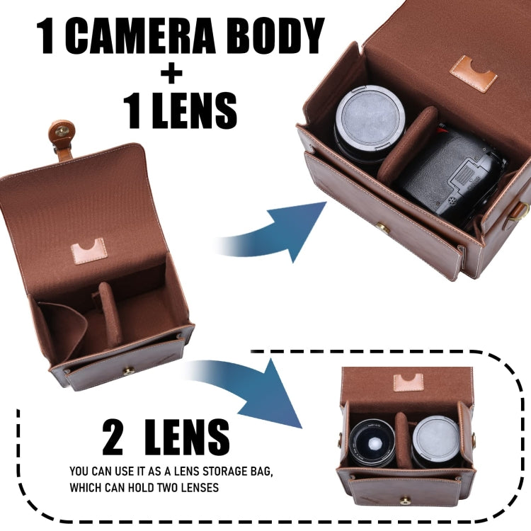 Cwatcun D80 Retro Leather Camera Shoulder Bag, Size:25.5 x 18.5 x 12.5cm Cow Leather Medium(Brown) - free shipping - PMC TechLife - Order now!
