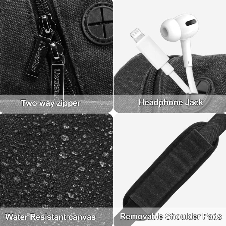 Cwatcun D93 Camera Bag Canvas Shoulder Bag, Size:19.5 x 13.5 x 25cm Black - free shipping - PMC TechLife - Order now!