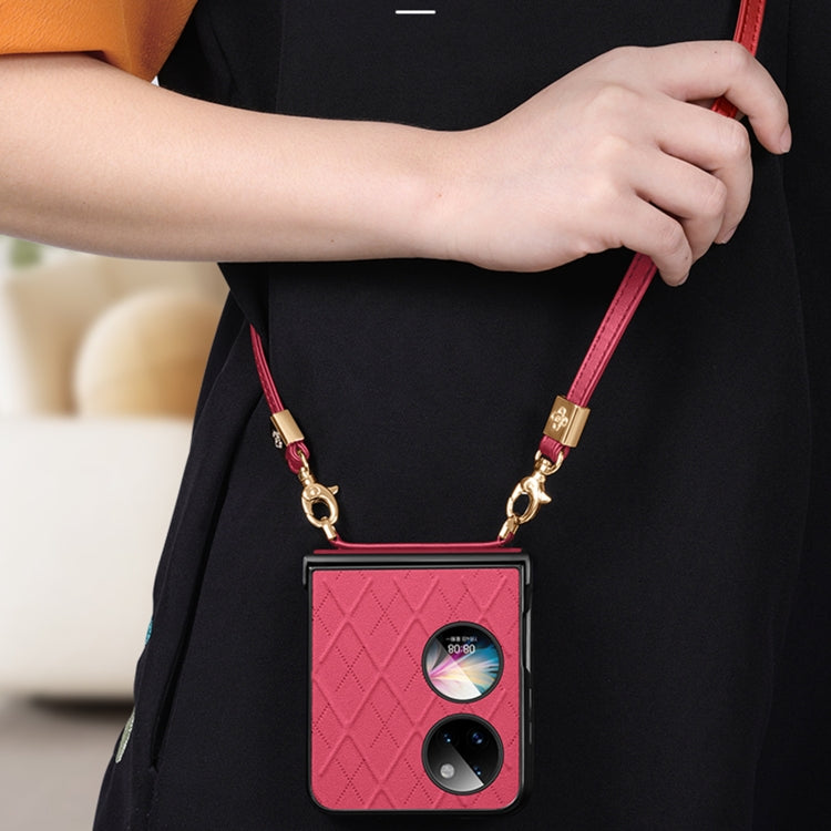 For Huawei P50 Pocket SULADA Elegant Rhombic Texture Folding Phone Case with Lanyard(Orange) - free shipping - PMC TechLife - Order now!