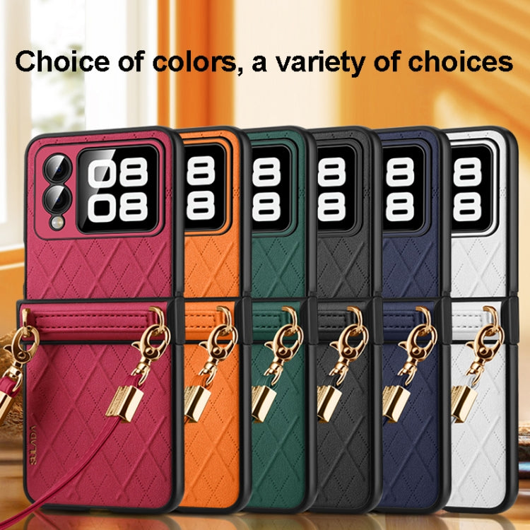 For Huawei nova Flip SULADA Elegant Rhombic Texture Folding Phone Case with Lanyard(Green) - free shipping - PMC TechLife - Order now!