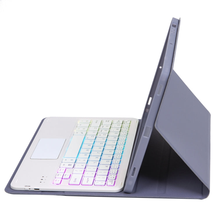 For Samsung Galaxy Tab A9+ X210/X215/X215 A09B-AS Candy Color Touch Backlight Bluetooth Keyboard Leather Tablet Case with Pen Holder(Purple) - Samsung Keyboard by PMC TechLife | Online Shopping South Africa | PMC TechLife
