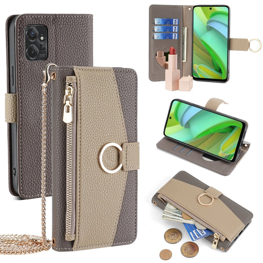 For Motorola Moto G Power 2023 Crossbody Litchi Texture Leather Phone Case(Grey) - Motorola Cases by PMC Jewellery | Online Shopping South Africa | PMC Jewellery | Buy Now Pay Later Mobicred