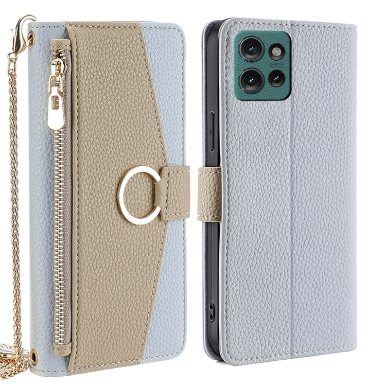 For Motorola Edge 50 5G Crossbody Litchi Texture Leather Phone Case(Blue) - Motorola Cases by PMC TechLife | Online Shopping South Africa | PMC TechLife | Buy Now Pay Later Mobicred