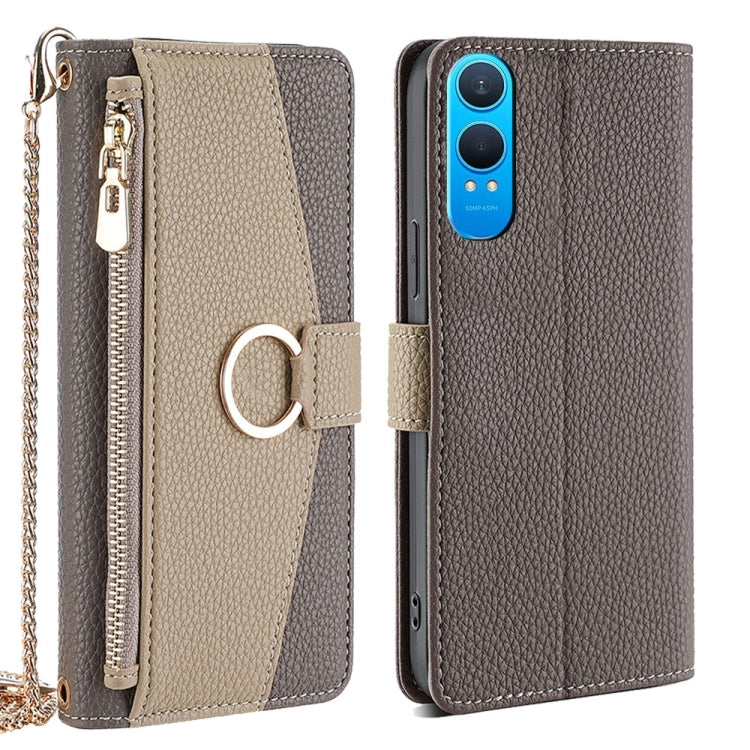 For OnePlus Nord CE 4 Lite 5G Crossbody Litchi Texture Leather Phone Case(Grey) - OnePlus Cases by PMC TechLife | Online Shopping South Africa | PMC TechLife | Buy Now Pay Later Mobicred
