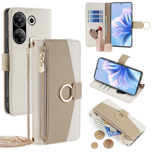 For Tecno Camon 20 Pro 5G Crossbody Litchi Texture Leather Phone Case(White) - Tecno Cases by PMC Jewellery | Online Shopping South Africa | PMC Jewellery | Buy Now Pay Later Mobicred