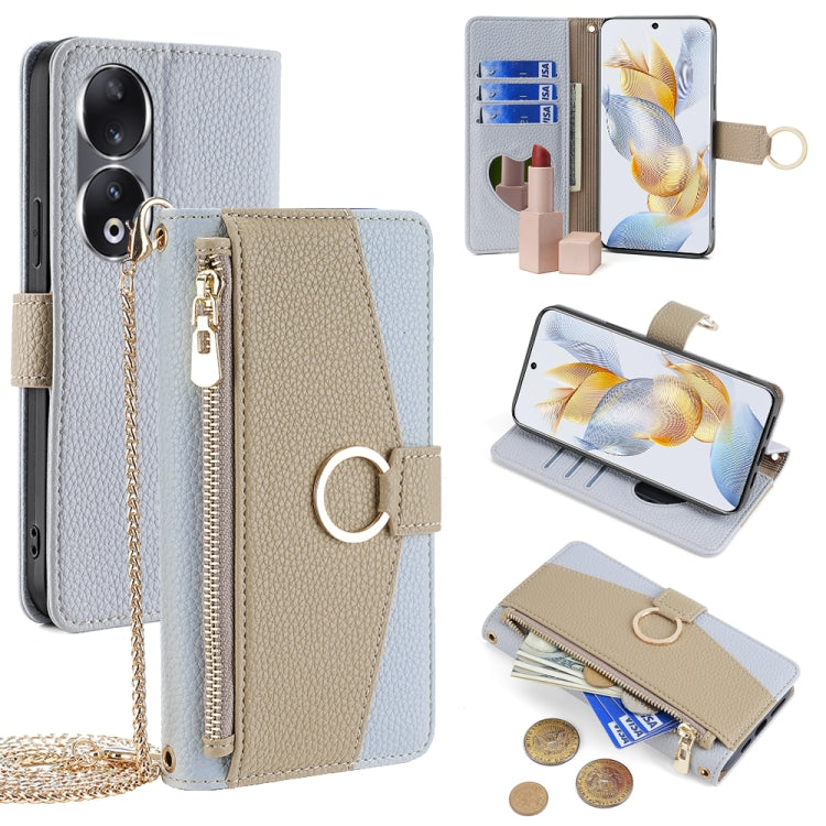 For Honor 90 5G Crossbody Litchi Texture Leather Phone Case(Blue) - Honor Cases by PMC TechLife | Online Shopping South Africa | PMC TechLife | Buy Now Pay Later Mobicred