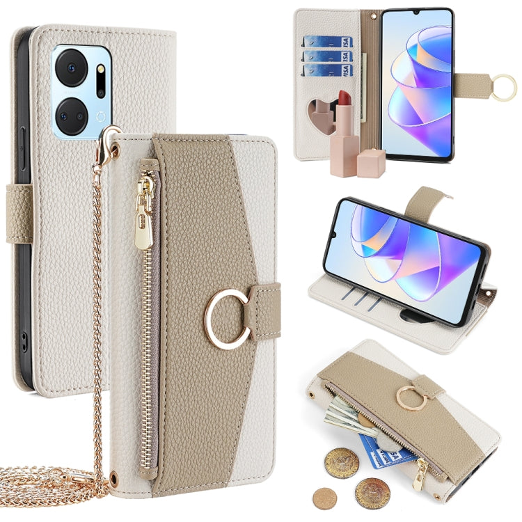 For Honor X7a Crossbody Litchi Texture Leather Phone Case(White) - Honor Cases by PMC TechLife | Online Shopping South Africa | PMC TechLife | Buy Now Pay Later Mobicred