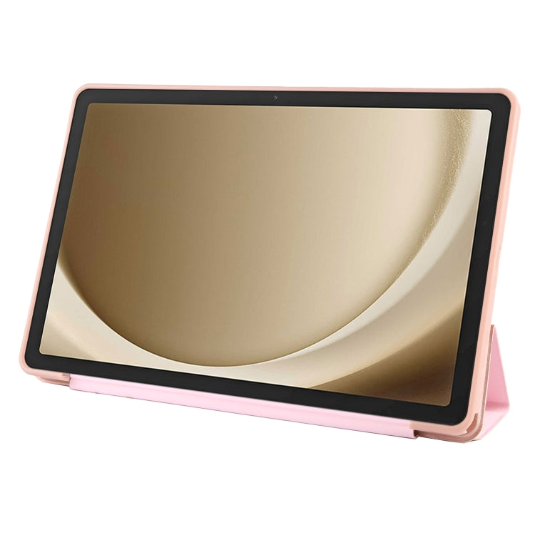 For Samsung Galaxy Tab A9+ Tri-fold Holder Flip Horizontal Flip TPU Leather Tablet Case(Rose Gold) - Galaxy Tab A9+ by PMC TechLife | Online Shopping South Africa | PMC TechLife
