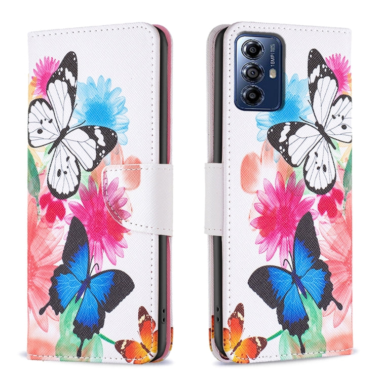 For Motorola Moto G Play 2024 Colored Drawing Pattern Leather Phone Case(Butterflies) - free shipping - PMC Jewellery - Order now!