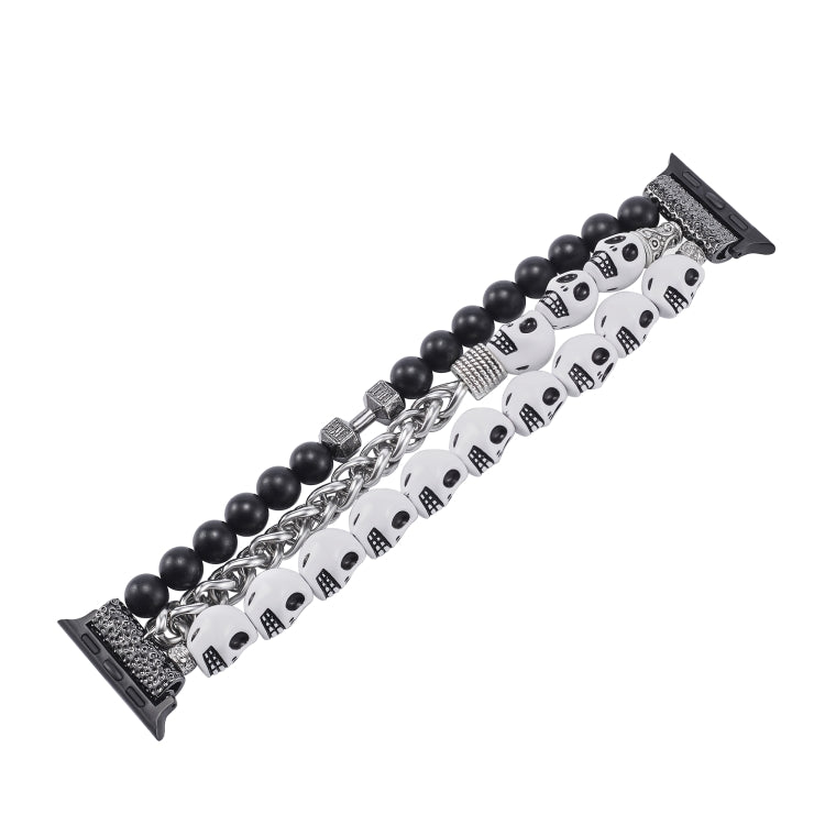 For Apple Watch Series 6 40mm Skull Beaded Watch Band(White) - Watch Bands by PMC TechLife | Online Shopping South Africa | PMC TechLife
