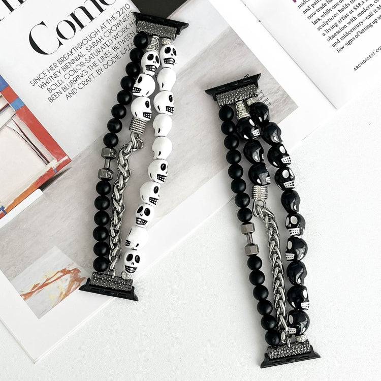 For Apple Watch Series 2 42mm Skull Beaded Watch Band(White) - free shipping - PMC TechLife - Order now!