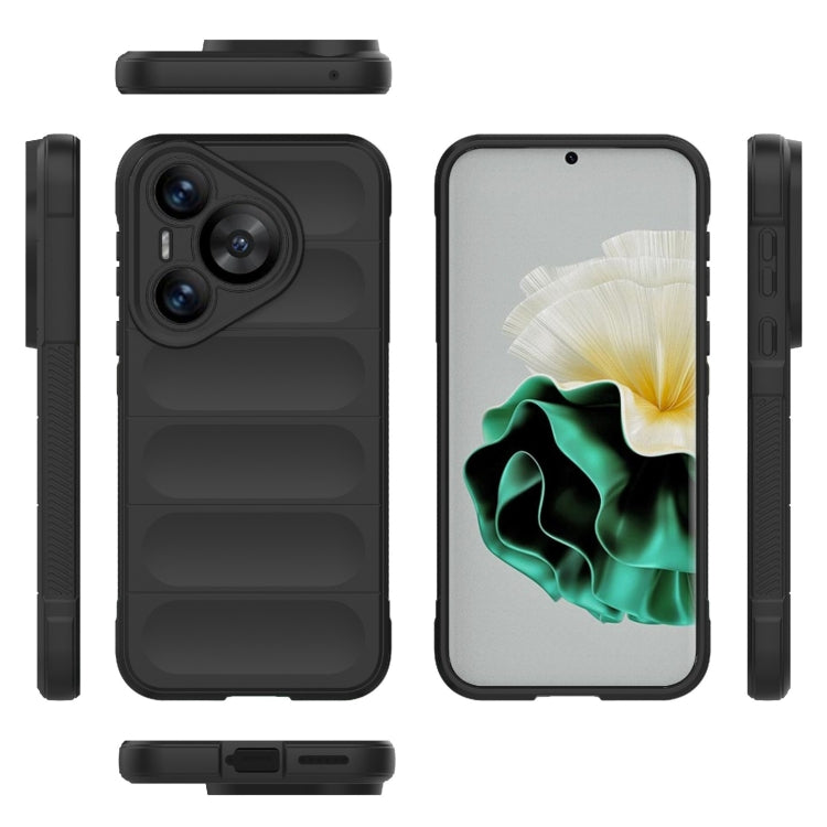 For Huawei Pura 70 Magic Shield TPU + Flannel Phone Case(Black) - Huawei Cases by PMC TechLife | Online Shopping South Africa | PMC TechLife | Buy Now Pay Later Mobicred