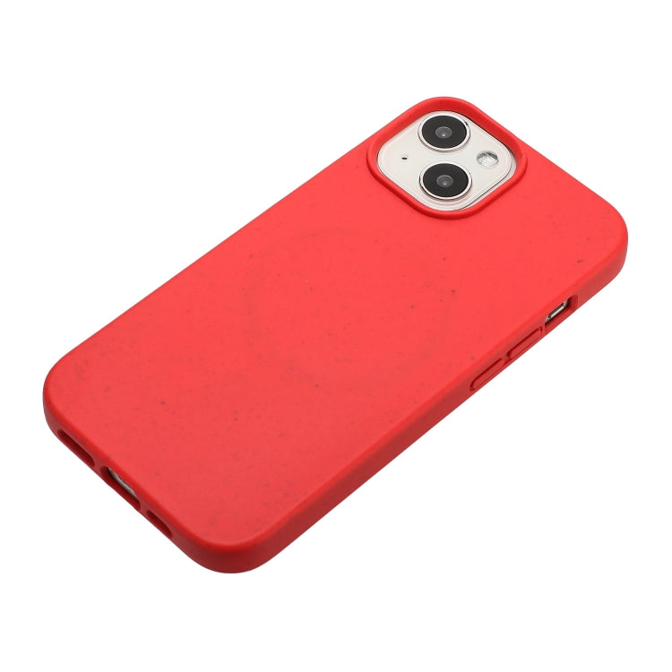 For iPhone 15 Plus Wheat MagSafe Magnetic Straw Material + TPU Phone Case(Red) - iPhone 15 Plus Cases by PMC Jewellery | Online Shopping South Africa | PMC Jewellery